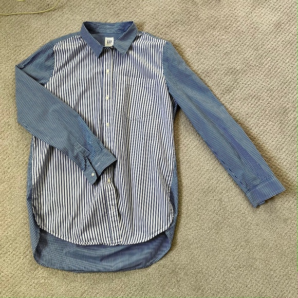 Gap Mixed Stripes Boyfriend Shirt - Picture 1 of 5